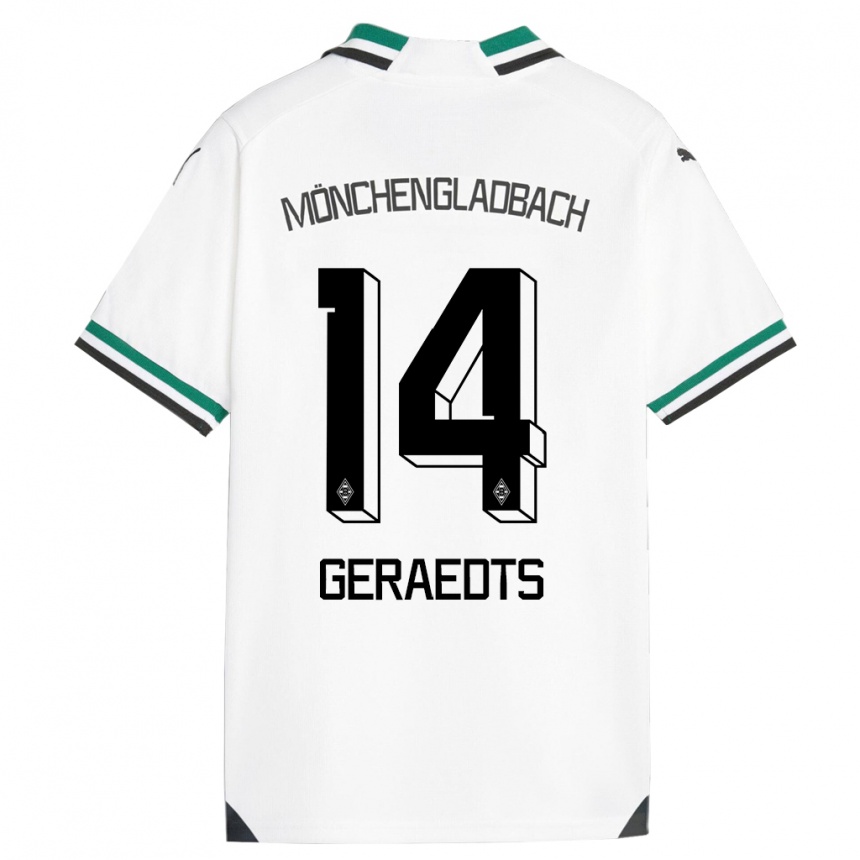 Kinder Fußball Kelsey Geraedts #14 Weiß Grün Heimtrikot Trikot 2023/24 T-Shirt Luxemburg