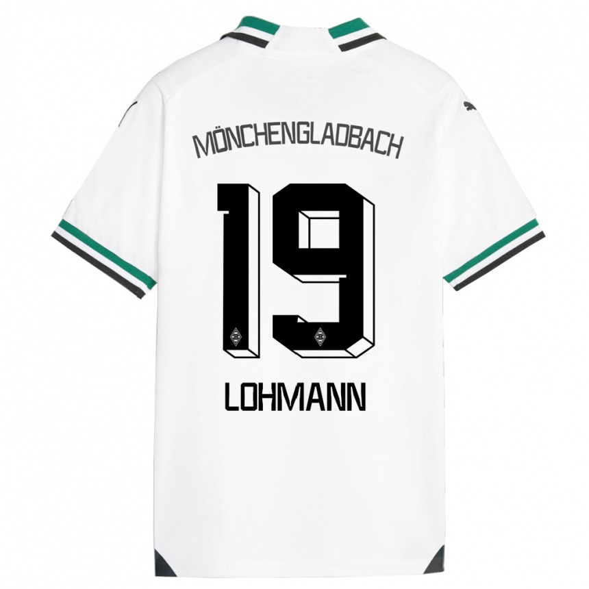 Kinder Fußball Mona Lohmann #19 Weiß Grün Heimtrikot Trikot 2023/24 T-Shirt Luxemburg