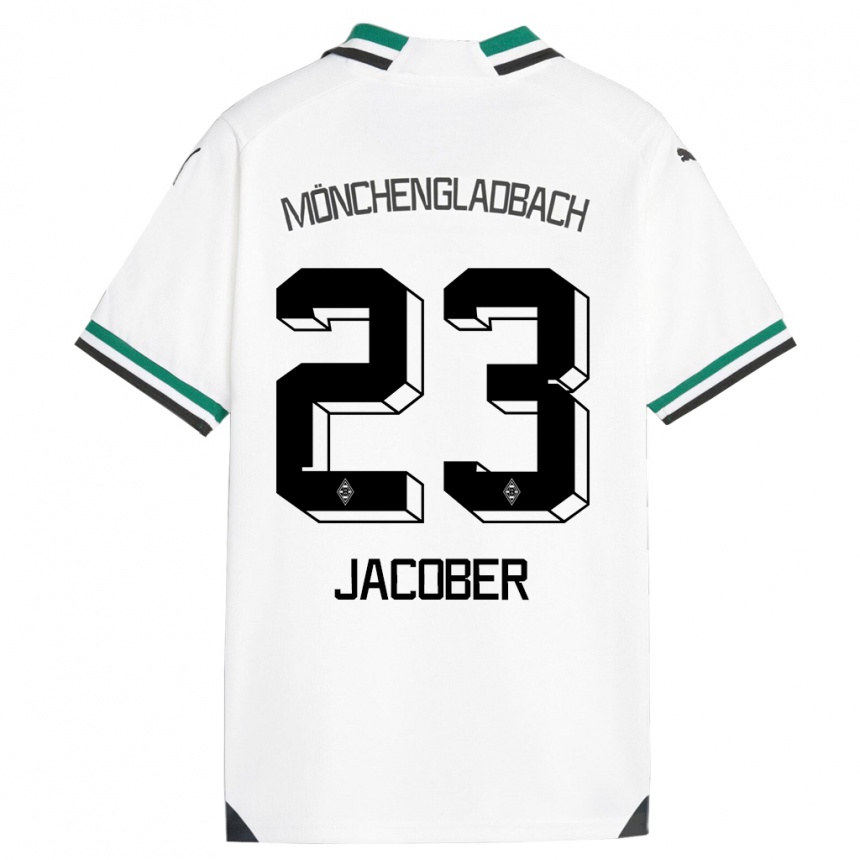 Kinder Fußball Magdalena Jacober #23 Weiß Grün Heimtrikot Trikot 2023/24 T-Shirt Luxemburg