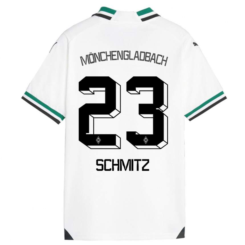 Kinder Fußball Sarah Schmitz #23 Weiß Grün Heimtrikot Trikot 2023/24 T-Shirt Luxemburg