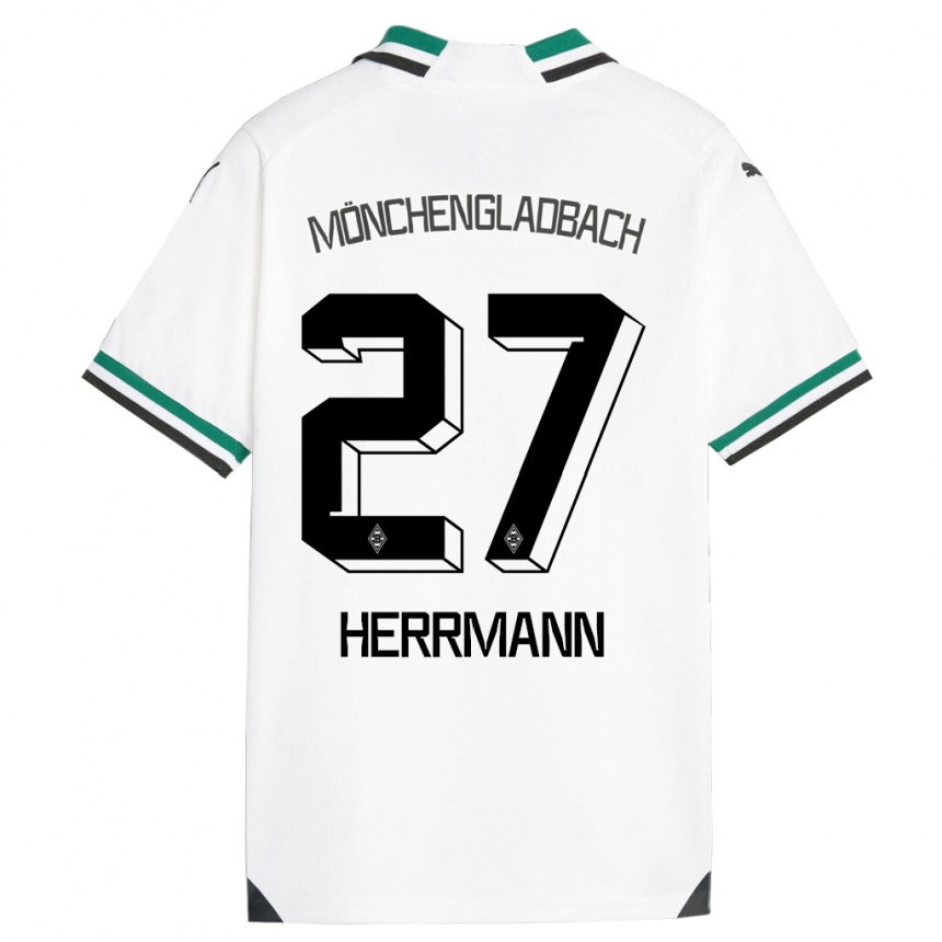 Kinder Fußball Michelle Herrmann #27 Weiß Grün Heimtrikot Trikot 2023/24 T-Shirt Luxemburg