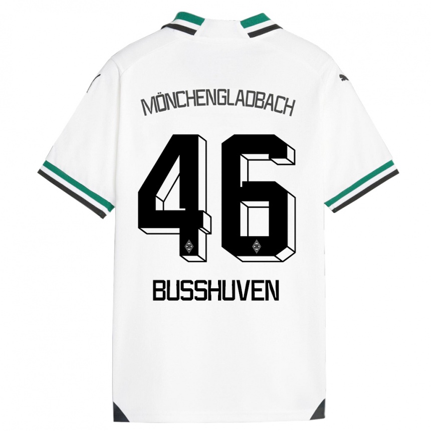 Kinder Fußball Alina Busshuven #46 Weiß Grün Heimtrikot Trikot 2023/24 T-Shirt Luxemburg