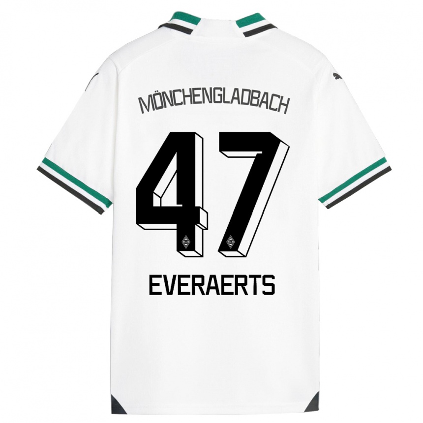 Kinder Fußball Kim Everaerts #47 Weiß Grün Heimtrikot Trikot 2023/24 T-Shirt Luxemburg