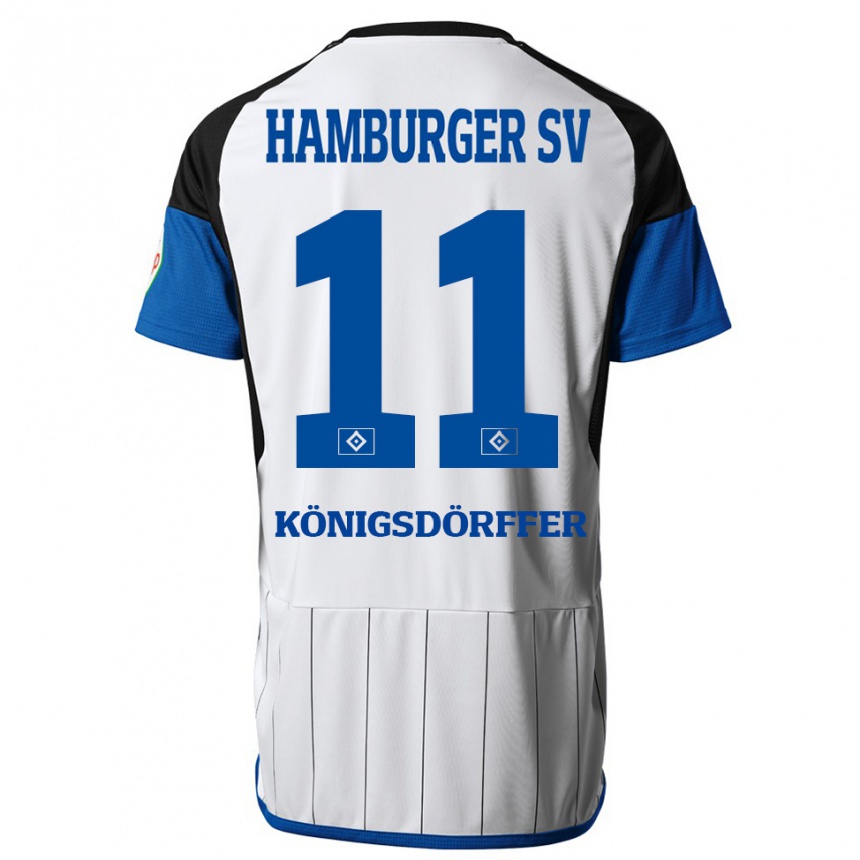 Kinder Fußball Ransford Königsdörffer #11 Weiß Heimtrikot Trikot 2023/24 T-Shirt Luxemburg