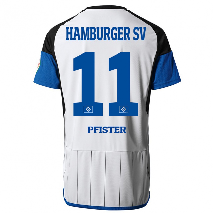Kinder Fußball Edward Pfister #11 Weiß Heimtrikot Trikot 2023/24 T-Shirt Luxemburg