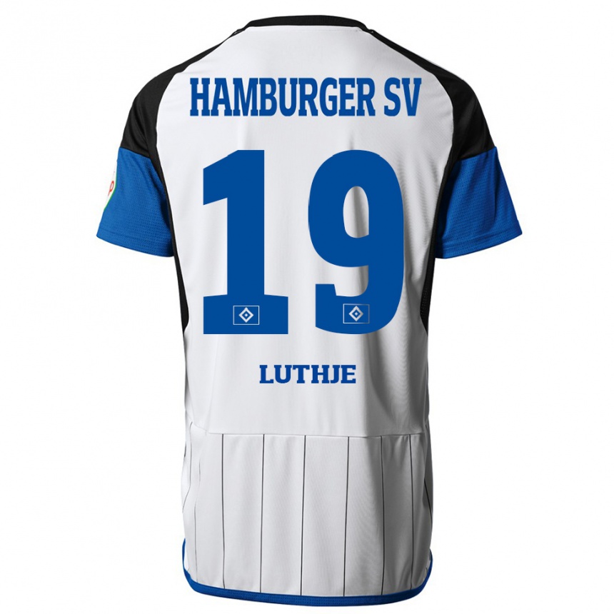 Kinder Fußball Niel Lüthje #19 Weiß Heimtrikot Trikot 2023/24 T-Shirt Luxemburg