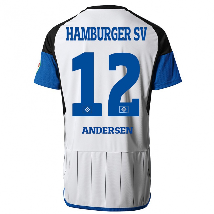 Kinder Fußball Patrick Andersen #12 Weiß Heimtrikot Trikot 2023/24 T-Shirt Luxemburg