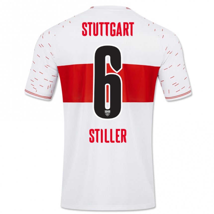 Kinder Fußball Angelo Stiller #6 Weiß Heimtrikot Trikot 2023/24 T-Shirt Luxemburg