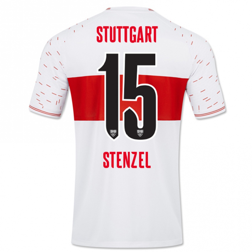 Kinder Fußball Pascal Stenzel #15 Weiß Heimtrikot Trikot 2023/24 T-Shirt Luxemburg