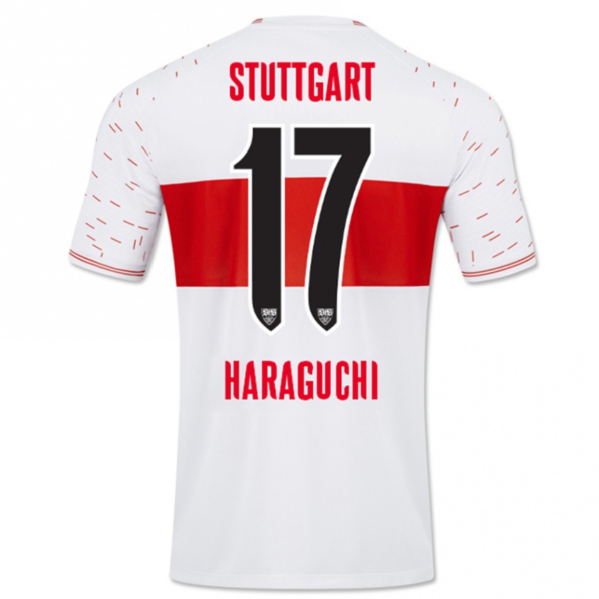 Kinder Fußball Genki Haraguchi #17 Weiß Heimtrikot Trikot 2023/24 T-Shirt Luxemburg