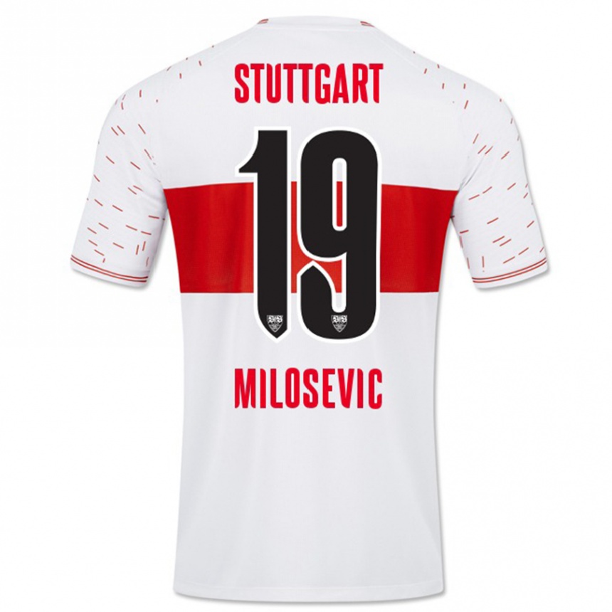 Kinder Fußball Jovan Milosevic #19 Weiß Heimtrikot Trikot 2023/24 T-Shirt Luxemburg