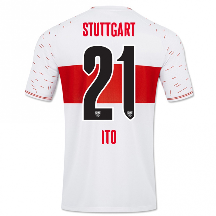 Kinder Fußball Hiroki Ito #21 Weiß Heimtrikot Trikot 2023/24 T-Shirt Luxemburg