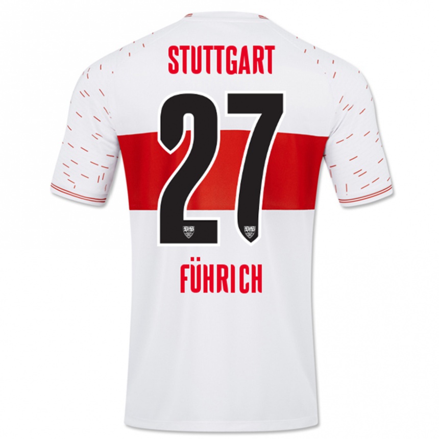 Kinder Fußball Chris Führich #27 Weiß Heimtrikot Trikot 2023/24 T-Shirt Luxemburg