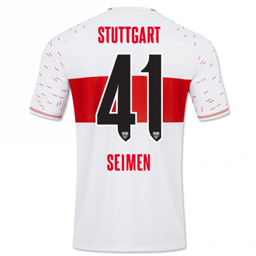 Kinder Fußball Dennis Seimen #41 Weiß Heimtrikot Trikot 2023/24 T-Shirt Luxemburg