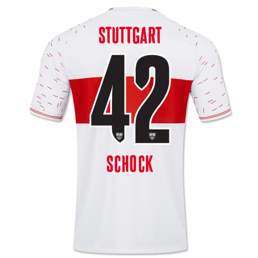 Kinder Fußball Florian Schock #42 Weiß Heimtrikot Trikot 2023/24 T-Shirt Luxemburg