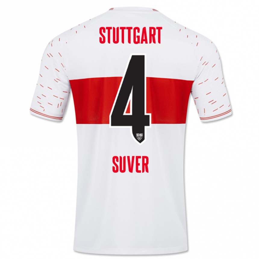 Kinder Fußball Jakov Suver #4 Weiß Heimtrikot Trikot 2023/24 T-Shirt Luxemburg