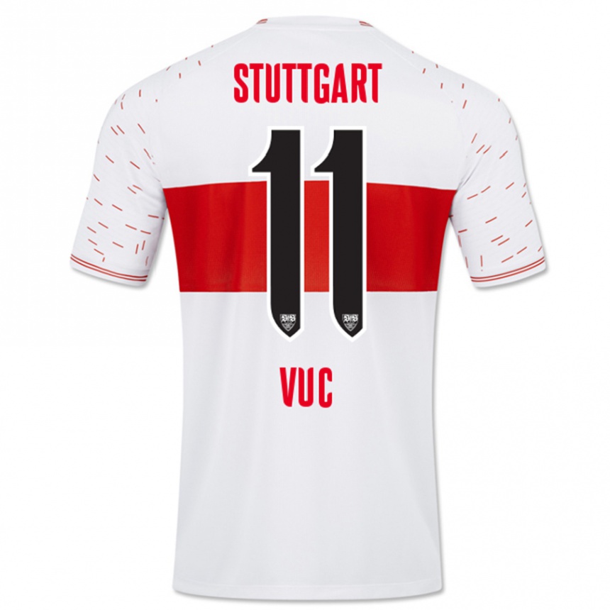 Kinder Fußball Patrick Vuc #11 Weiß Heimtrikot Trikot 2023/24 T-Shirt Luxemburg