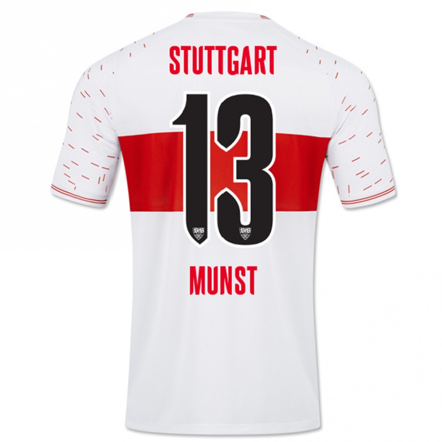 Kinder Fußball Leonhard Münst #13 Weiß Heimtrikot Trikot 2023/24 T-Shirt Luxemburg