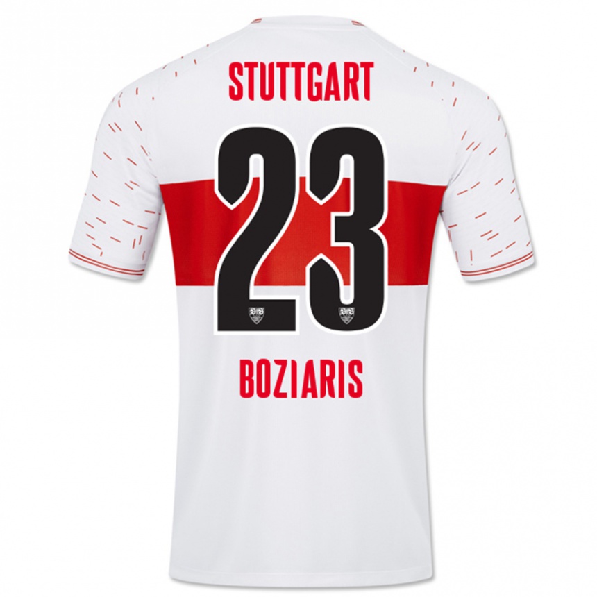 Kinder Fußball Giannis Boziaris #23 Weiß Heimtrikot Trikot 2023/24 T-Shirt Luxemburg
