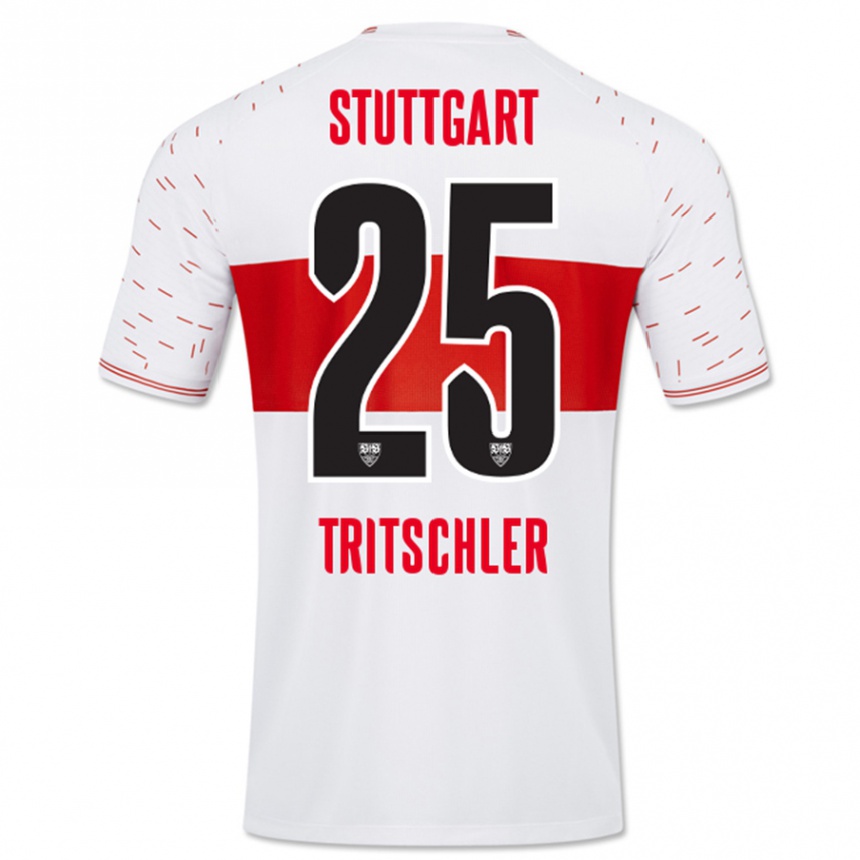 Kinder Fußball David Tritschler #25 Weiß Heimtrikot Trikot 2023/24 T-Shirt Luxemburg