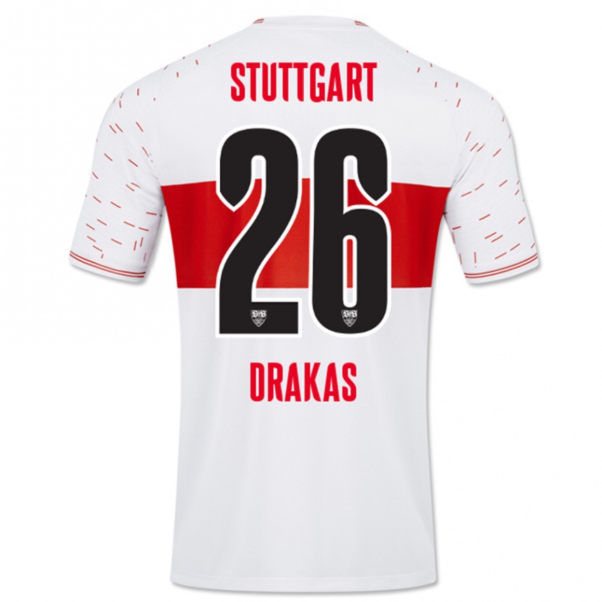 Kinder Fußball Babis Drakas #26 Weiß Heimtrikot Trikot 2023/24 T-Shirt Luxemburg