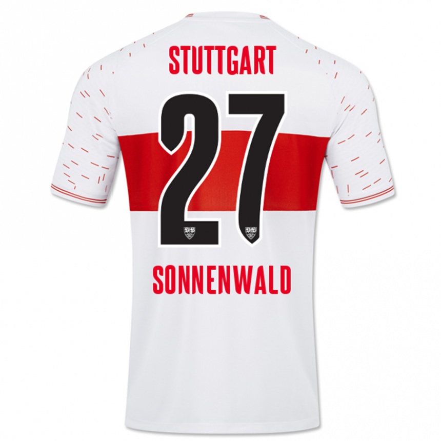 Kinder Fußball Lukas Sonnenwald #27 Weiß Heimtrikot Trikot 2023/24 T-Shirt Luxemburg