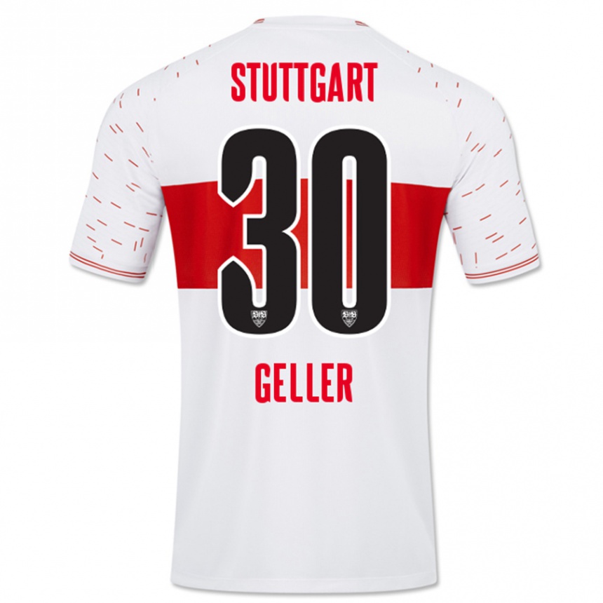 Kinder Fußball Robert Geller #30 Weiß Heimtrikot Trikot 2023/24 T-Shirt Luxemburg