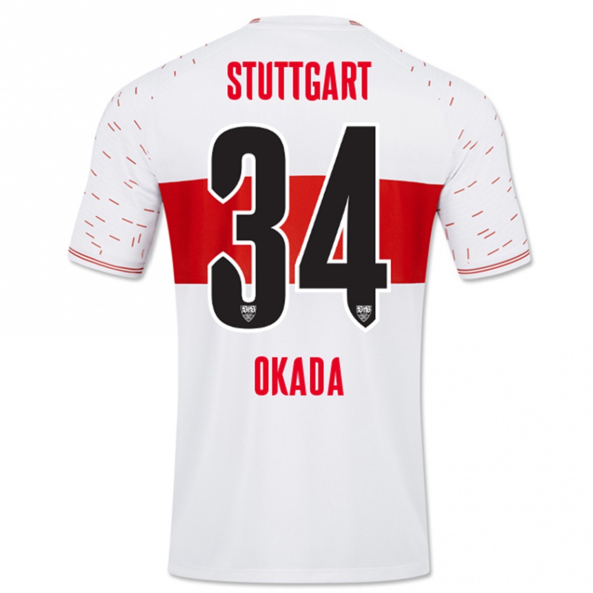 Kinder Fußball Rei Okada #34 Weiß Heimtrikot Trikot 2023/24 T-Shirt Luxemburg