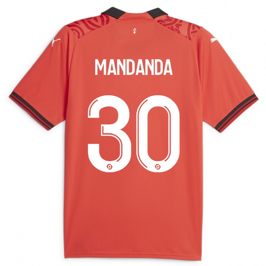 Kinder Fußball Steve Mandanda #30 Rot Heimtrikot Trikot 2023/24 T-Shirt Luxemburg