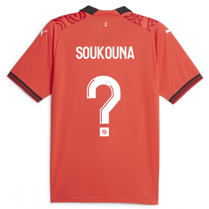 Kinder Fußball Isiaka Soukouna #0 Rot Heimtrikot Trikot 2023/24 T-Shirt Luxemburg