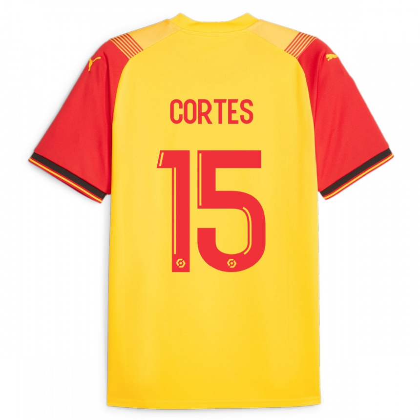 Kinder Fußball Óscar Cortés #15 Gelb Heimtrikot Trikot 2023/24 T-Shirt Luxemburg