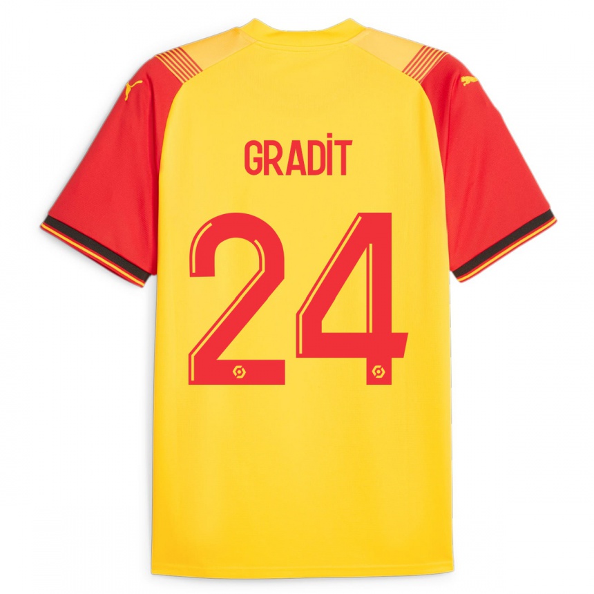 Kinder Fußball Jonathan Gradit #24 Gelb Heimtrikot Trikot 2023/24 T-Shirt Luxemburg