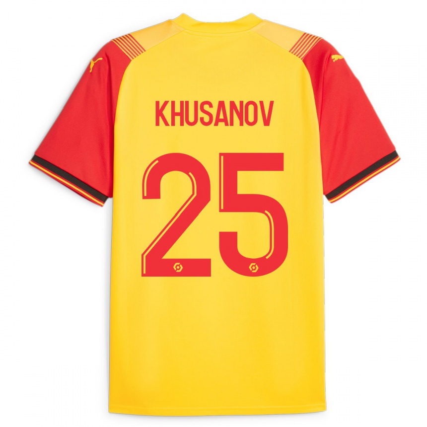 Kinder Fußball Abdukodir Khusanov #25 Gelb Heimtrikot Trikot 2023/24 T-Shirt Luxemburg