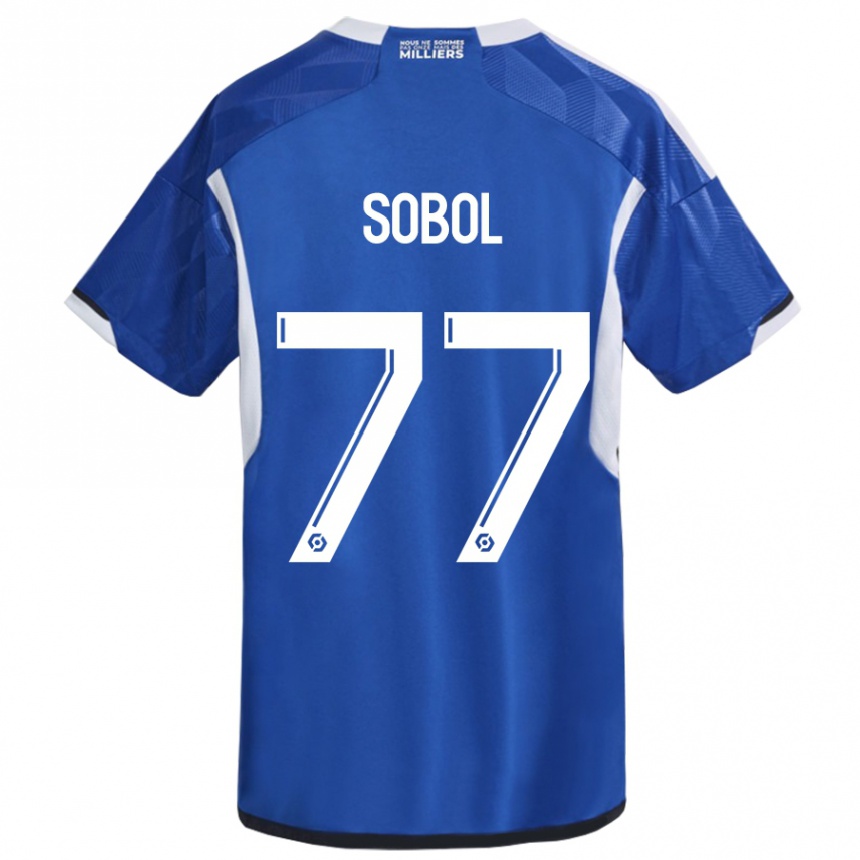 Kinder Fußball Eduard Sobol #77 Blau Heimtrikot Trikot 2023/24 T-Shirt Luxemburg