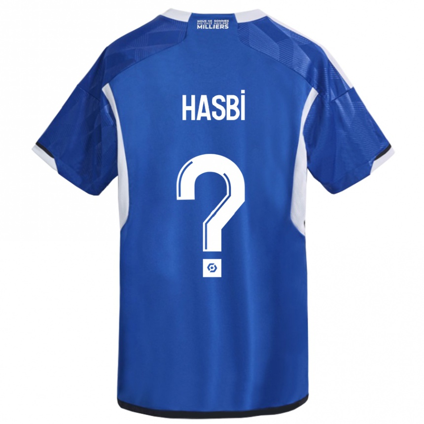 Kinder Fußball Walid Hasbi #0 Blau Heimtrikot Trikot 2023/24 T-Shirt Luxemburg