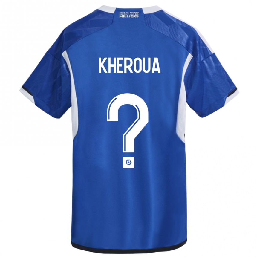 Kinder Fußball Nail Kheroua #0 Blau Heimtrikot Trikot 2023/24 T-Shirt Luxemburg