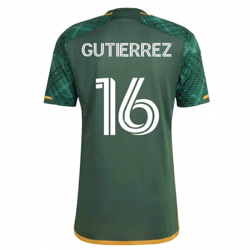 Kinder Fußball Diego Gutiérrez #16 Grün Heimtrikot Trikot 2023/24 T-Shirt Luxemburg