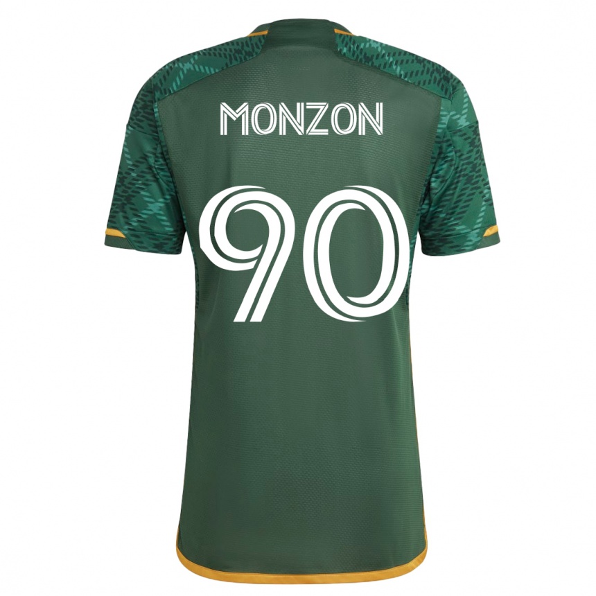 Kinder Fußball Florián Monzón #90 Grün Heimtrikot Trikot 2023/24 T-Shirt Luxemburg