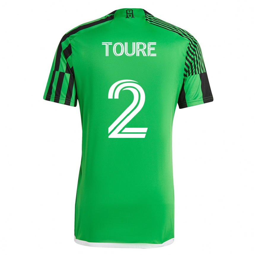 Kinder Fußball Cheick Touré #2 Grün Schwarz Heimtrikot Trikot 2023/24 T-Shirt Luxemburg