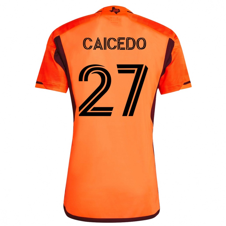 Kinder Fußball Luis Caicedo #27 Orangefarben Heimtrikot Trikot 2023/24 T-Shirt Luxemburg