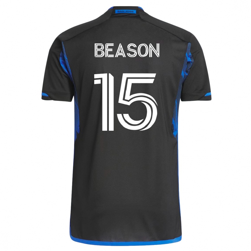 Kinder Fußball Tanner Beason #15 Blau Schwarz Heimtrikot Trikot 2023/24 T-Shirt Luxemburg