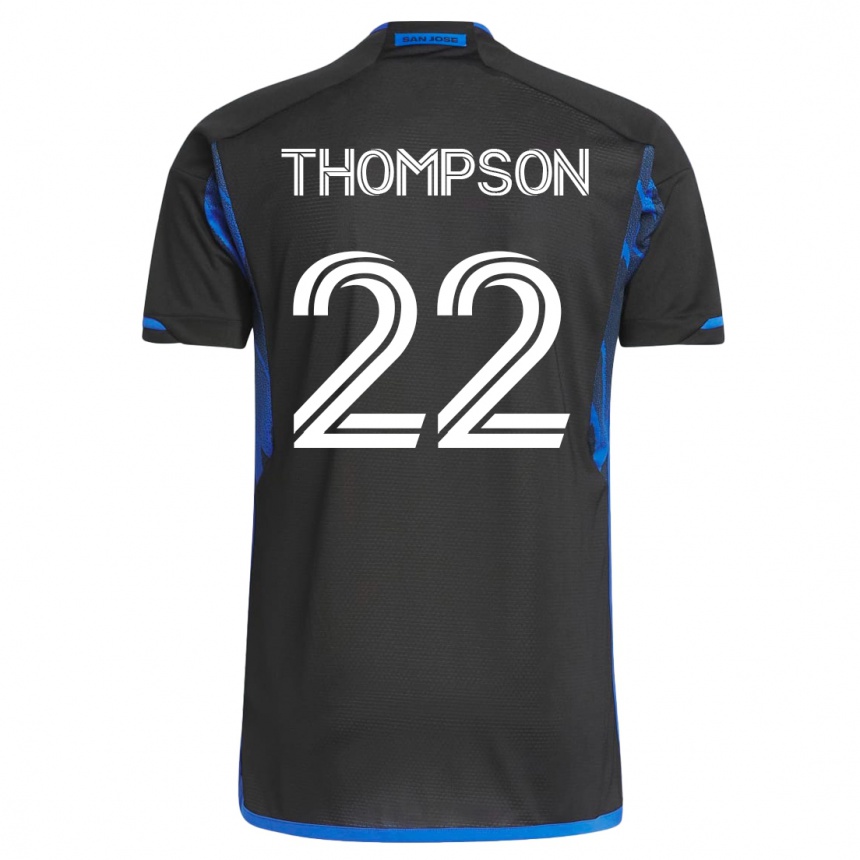 Kinder Fußball Tommy Thompson #22 Blau Schwarz Heimtrikot Trikot 2023/24 T-Shirt Luxemburg