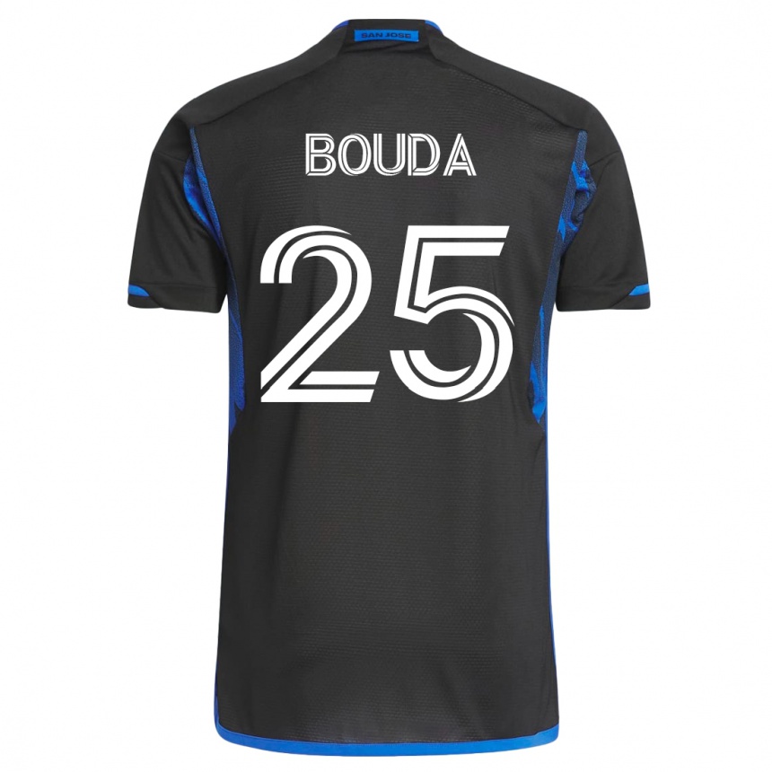 Kinder Fußball Ousseni Bouda #25 Blau Schwarz Heimtrikot Trikot 2023/24 T-Shirt Luxemburg