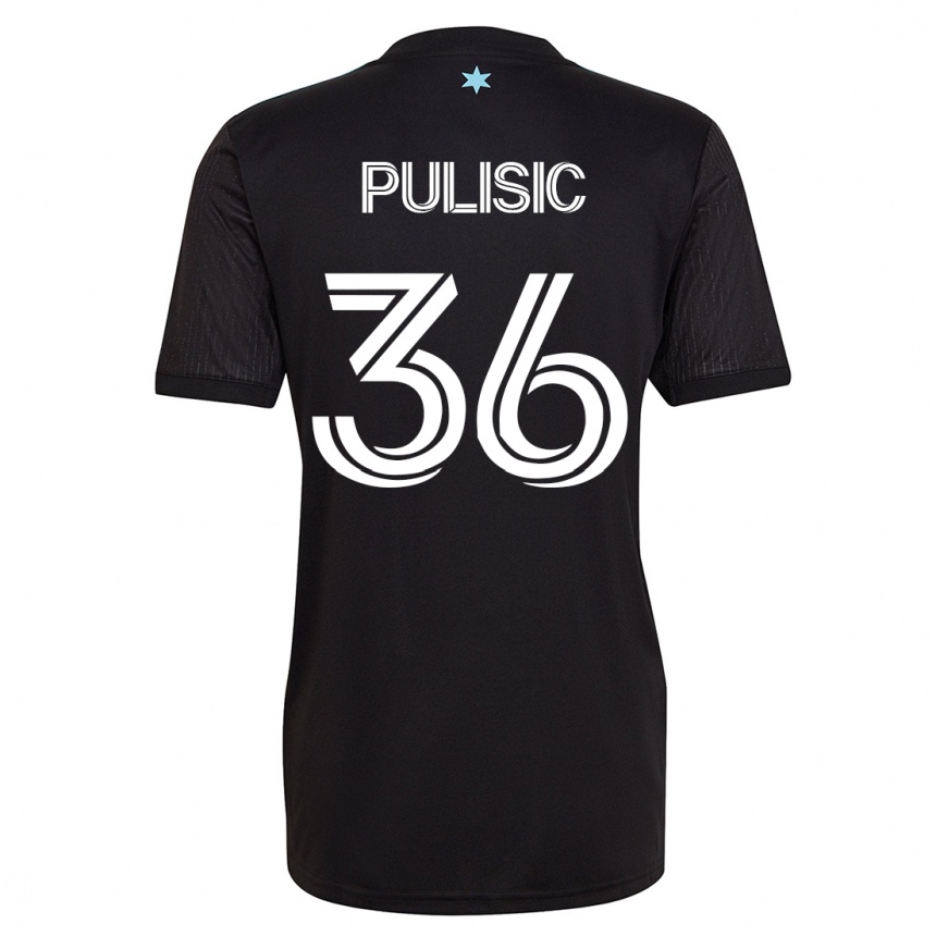 Kinder Fußball Will Pulisic #36 Schwarz Heimtrikot Trikot 2023/24 T-Shirt Luxemburg