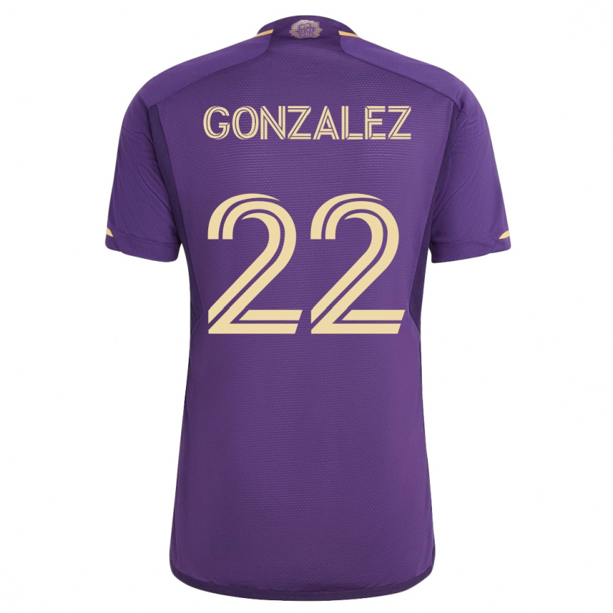 Kinder Fußball Gastón González #22 Violett Heimtrikot Trikot 2023/24 T-Shirt Luxemburg