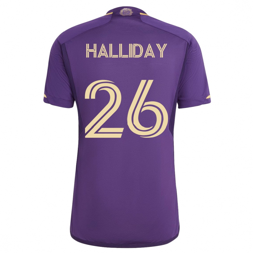 Kinder Fußball Michael Halliday #26 Violett Heimtrikot Trikot 2023/24 T-Shirt Luxemburg