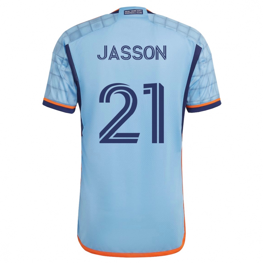 Kinder Fußball Andres Jasson #21 Blau Heimtrikot Trikot 2023/24 T-Shirt Luxemburg