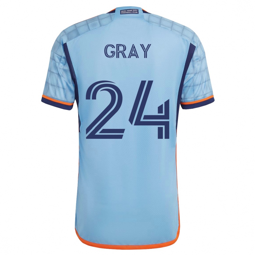 Kinder Fußball Tayvon Gray #24 Blau Heimtrikot Trikot 2023/24 T-Shirt Luxemburg