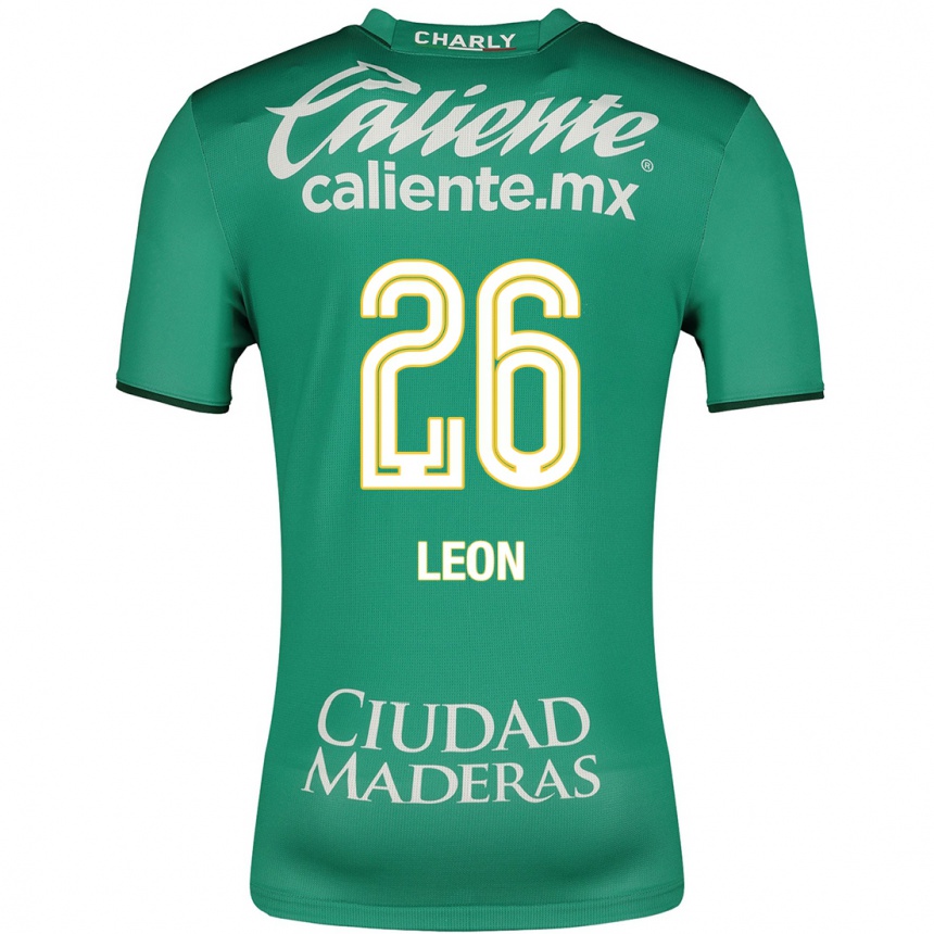 Kinder Fußball Armando León #26 Grün Heimtrikot Trikot 2023/24 T-Shirt Luxemburg