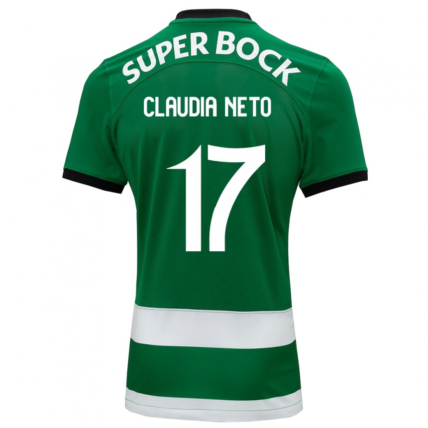 Kinder Fußball Cláudia Teresa Pires Neto #17 Grün Heimtrikot Trikot 2023/24 T-Shirt Luxemburg